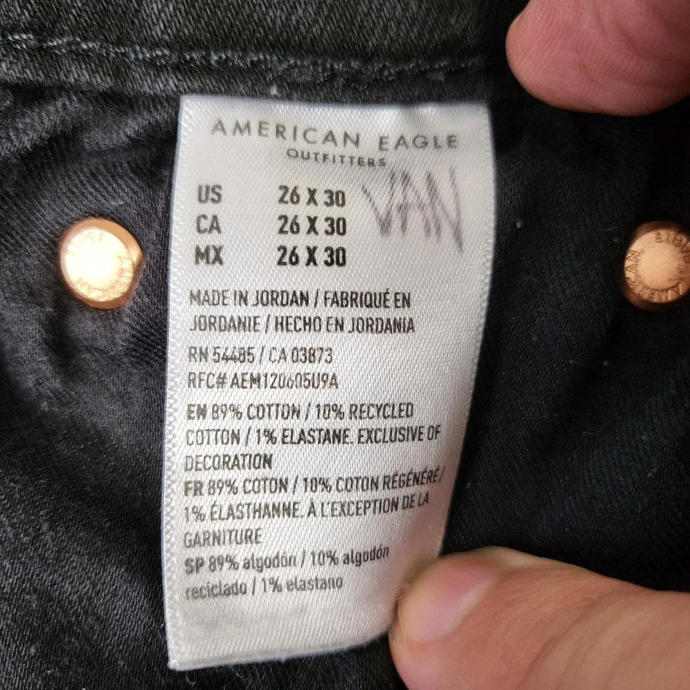 American Eagle Airflex+ Original Straight Jeans Mens 26x30 Black Good Stretch